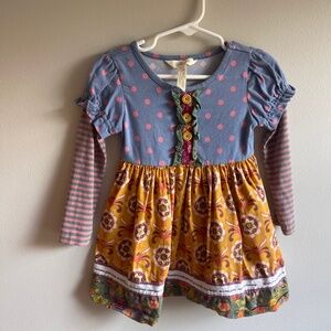 Matilda Jane Harvest Time Dress Toddler Girls Size 2 Long Sleeve Cotton Blend